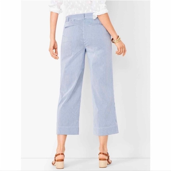 Talbots Wide Leg Crop 12 Blue White Pinstripes - Picture 3 of 9